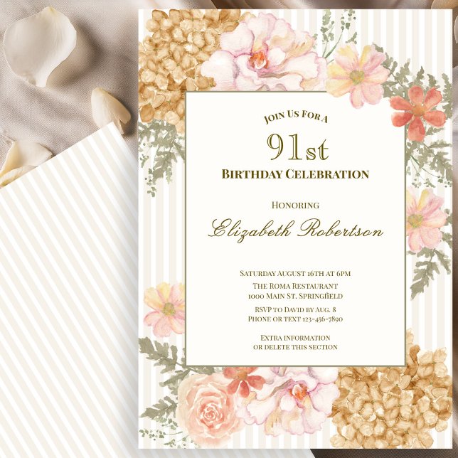 Convite de Aniversário Floral Cores de Outono 91 (Criador carregado)