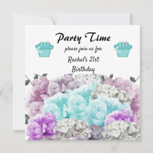 Convite de Aniversário Floral de 21 Anos