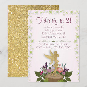 Convite de aniversário Floral de Fada Sparkly