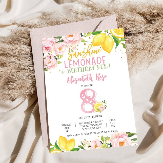 Convite de Aniversário Floral de Limão (Criador carregado)