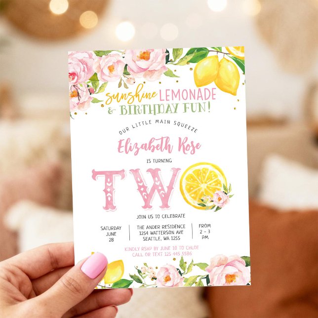 Convite de Aniversário Floral de Limão (Criador carregado)