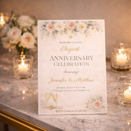 Convite de Aniversário Floral Dourado Rosa
