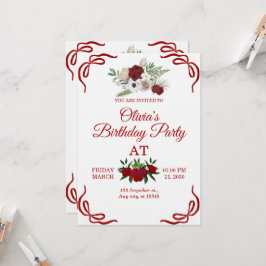 Convite de Aniversário Floral Elegante