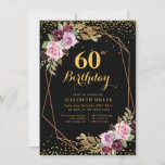 convite de aniversário floral elegante 60º<br><div class="desc">elegante design floral,  adorável,  com uma adorável flor de cor de água roxa. O texto e as cores podem ser personalizados.</div>