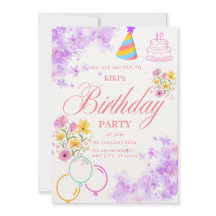 Convite de Aniversário Floral Elegante & Colorido
