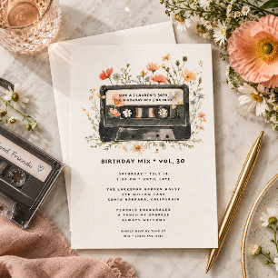 Convite de Aniversário Floral em Aquarela com Cass