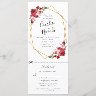 convite de aniversário floral geométrico w rsvp