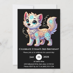 Convite de Aniversário Floral Glow Pup