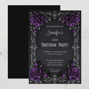 Convite de Aniversário Floral Gótico