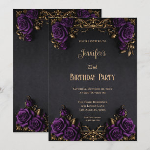Convite de Aniversário Floral Gótico