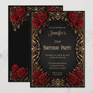 Convite de Aniversário Floral Gótico