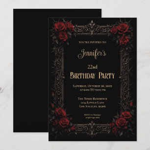 Convite de Aniversário Floral Gótico