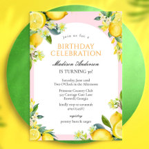 Convite de Aniversário Floral Limão Cítrico
