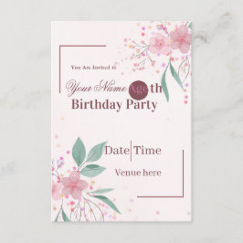 Convite de Aniversário Floral Minimalista