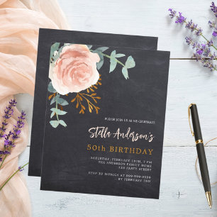 Convite de aniversário floral para rosa de quadro
