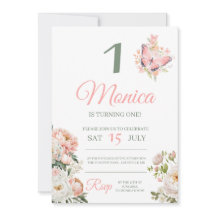 Convite de aniversário floral rosa personalizado