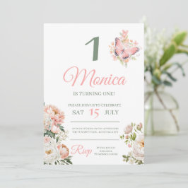 Convite de aniversário floral rosa personalizado