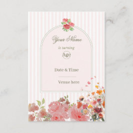 Convite de Aniversário Floral Rosa Suave e Coral