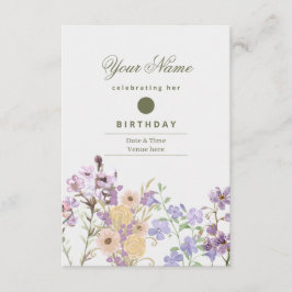 Convite de Aniversário Floral Roxo e Dourado