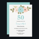 Convite de aniversário Floral Teal & Peach 50th<br><div class="desc">Coleção Floral Teal & Peach 50th Convite de aniversário Matching em Niche e Nest store. Utilizámos a trabalho de arte de: Freshmint Paperie https://www.etsy.com/shop/FreshmintPaperie</div>