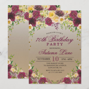 CONVITE DE ANIVERSÁRIO FLORAL VINTAGE PARA QUALQUE