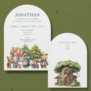 Convite de Aniversário Floresta Caprichosa Aquarel