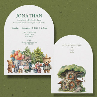 Convite de Aniversário Floresta Caprichosa Aquarel