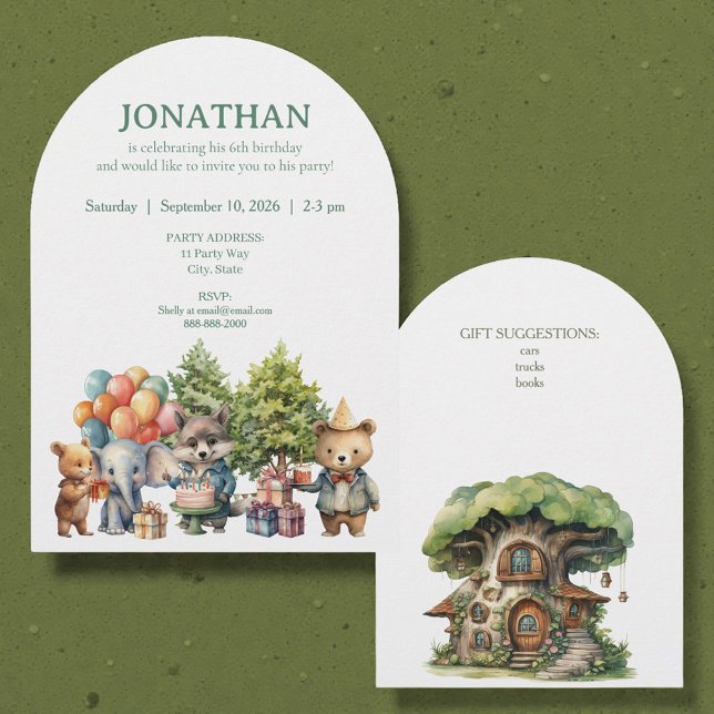 Convite de Aniversário Floresta Caprichosa Aquarel (Criador carregado)