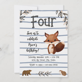 Convite de Aniversário Floresta/ Esquilo
