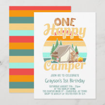 Convite de Aniversário Floresta Feliz Acampador