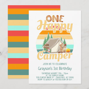 Convite de Aniversário Floresta Feliz Acampador