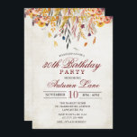 Convite de Aniversário Folhas de Outono para Qualq<br><div class="desc">Convite de Aniversário Rústico de Folhas de Outono</div>