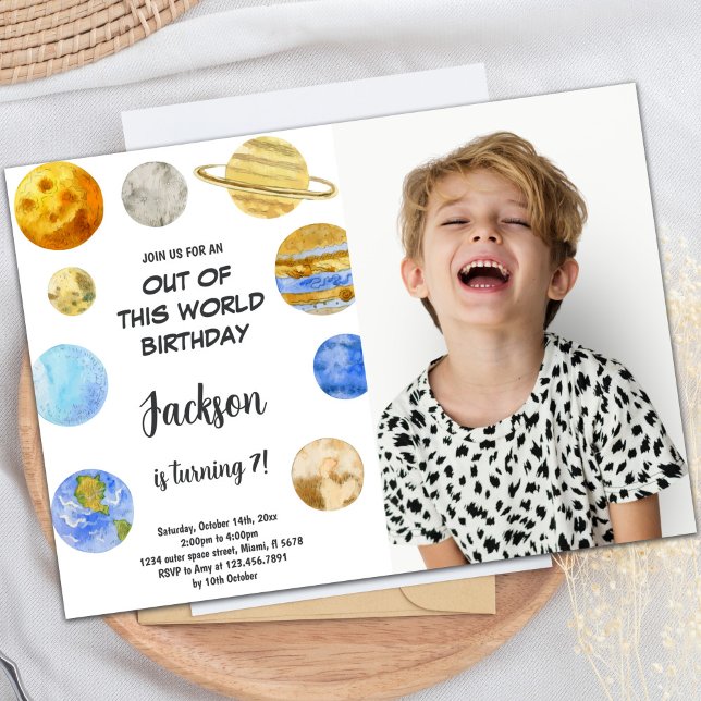 Convite de aniversário fora deste mundo com foto (Out of this world birthday Invitations with photo)