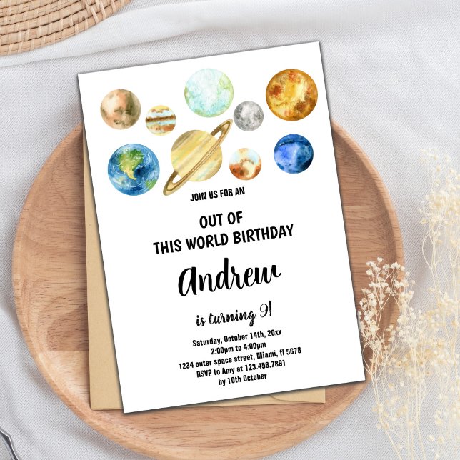 Convite de aniversário fora deste planeta planetas (Out of this world planets Birthday Invitations)