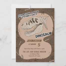 Convite de aniversário Fóssil do Dinossaur Dino