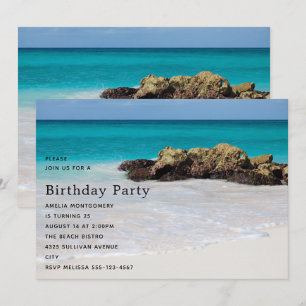 Convite de Aniversário Foto da Praia de Areia do O