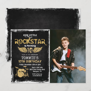 Convite de Aniversário Foto Rockstar para Qualquer
