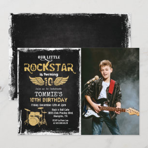Convite de Aniversário Foto Rockstar para Qualquer