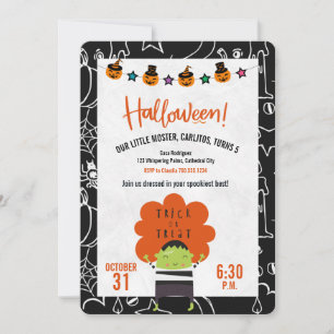 Convite de aniversário Frankenstein Halloween