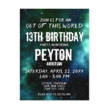 Convite de Aniversário Galáxia Estrelas Fora deste