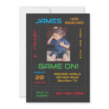 Convite de Aniversário Gamer Nível Pro com Foto