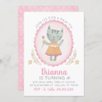 Convite de aniversário Gatinho