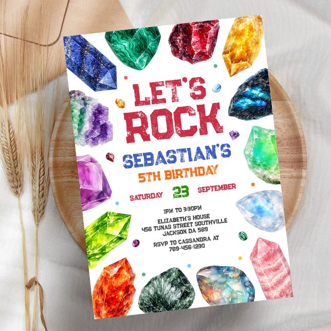 Convite de Aniversário Geologia Rochas Cristal Gem (Criador carregado)