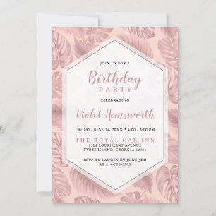 Convite de Aniversário Geométrico Rosa