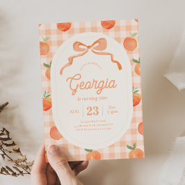Convite de Aniversário Gingham Peach