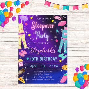 Convite de aniversário Girl Sleepover Pajama