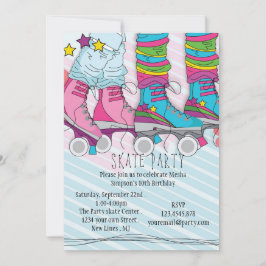 Convite de aniversário Girls Roller Skating