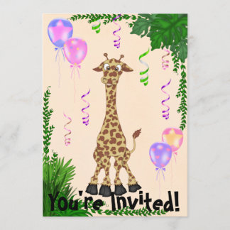 Convite de aniversário Girls Safari Giraffe