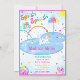 Convite de aniversário Girls Summer Splash Park