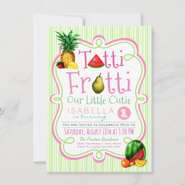 Convite de aniversário Girls Tutti Frutti (Frente)